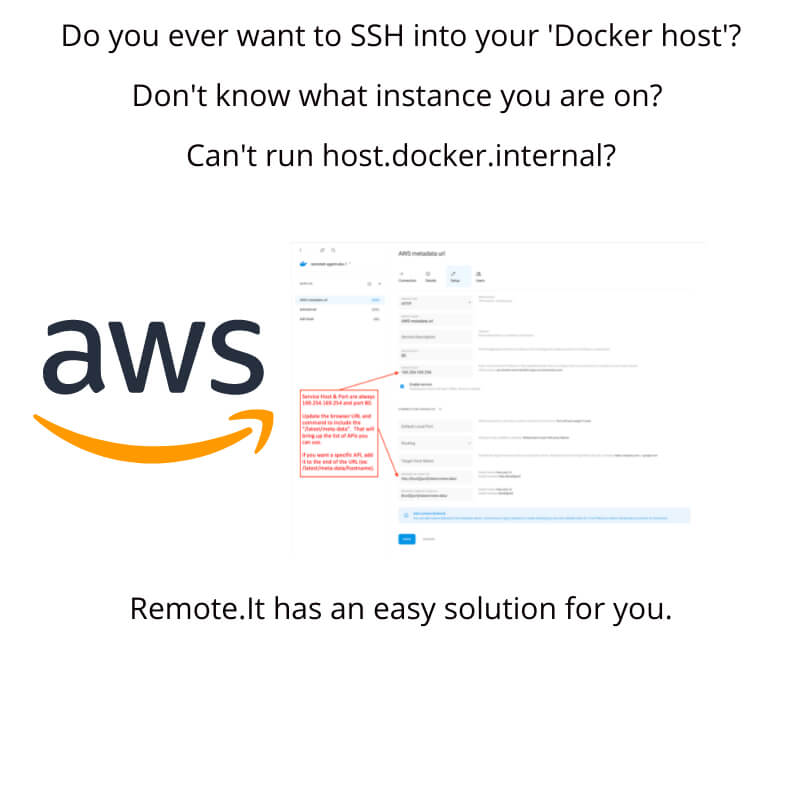 解決しました。どのインスタンスにいるのか、またはhost.docker.internalを実行しているのかを知らずにAWSのメタデータURLにアクセスする