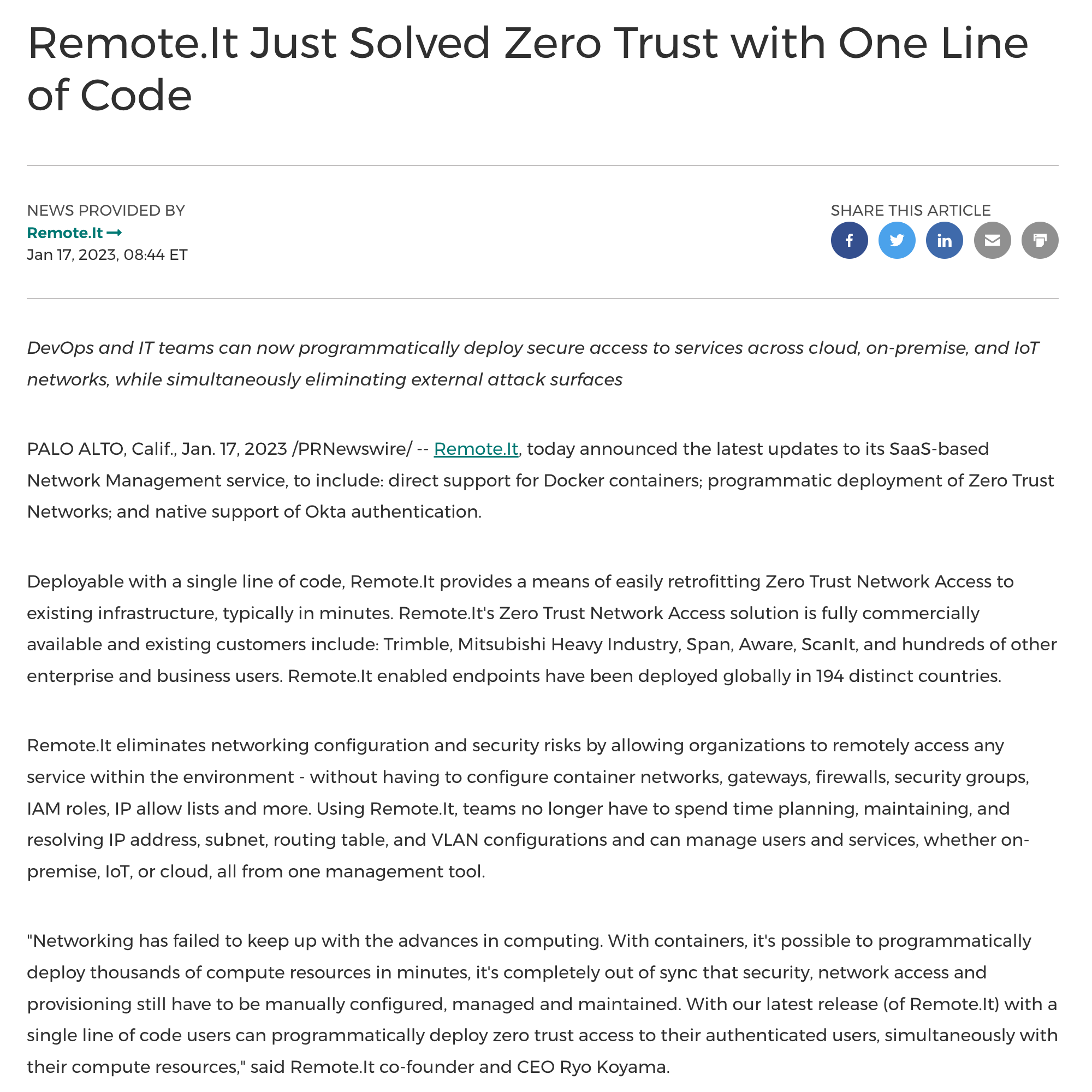 DevOpsおよびITチームは、クラウド、オンプレミス、およびIoTにまたがるサービスへのアクセスを保護できます。